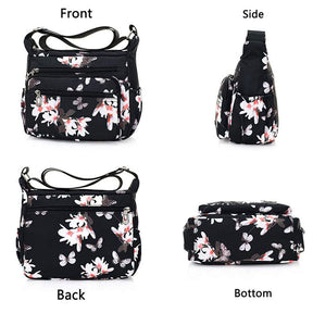 Women Nylon Floral Crossbody Bag Multi Pocket Shoulder Bag-Magnolia