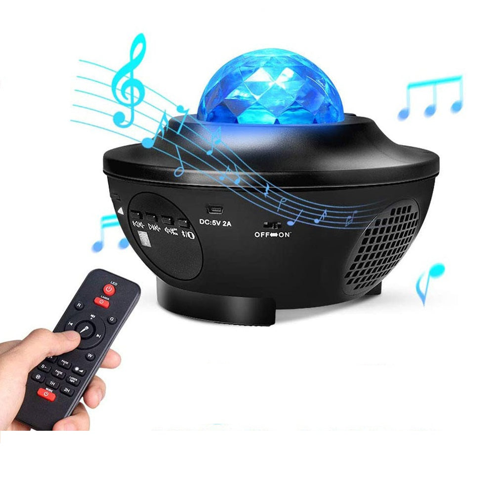 3 in 1 Galaxy Projector with LED Nebula Cloud/Moving Ocean Wave Night Light for Kid Baby, Built-in Music Speaker Voice Control
