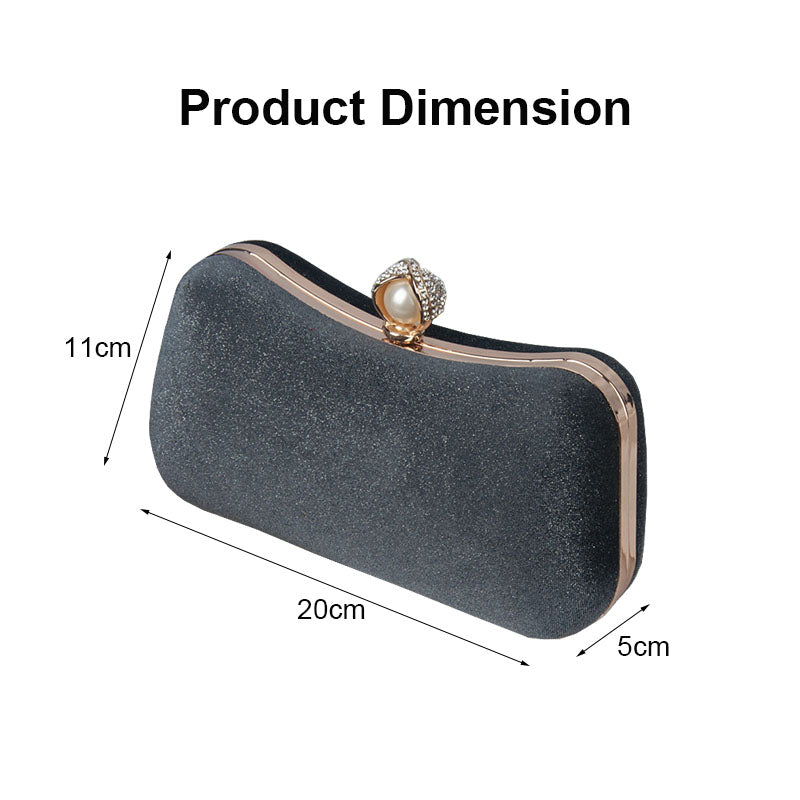 Velvet Evening Bags for Women With Flower Rhinestone Pearl for Party Wedding-Grey