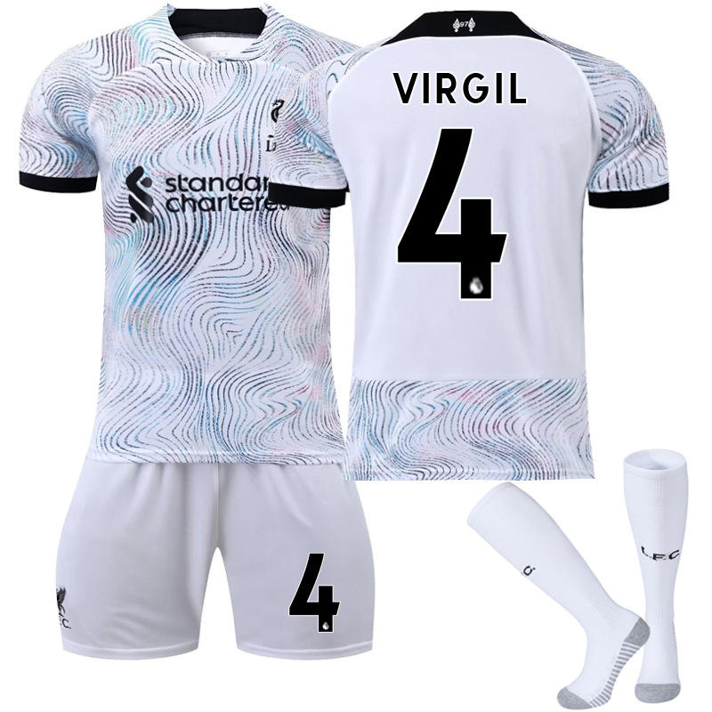 VIRGIL #4 Liverpool Home Jersey 2022/23 Soccer Jersey Kit Football T-shirt Set For Adult Kids