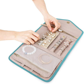 Home & LivingTravel Jewelry Organizer Roll Foldable Jewelry Case for Rings Necklaces - Sky Blue