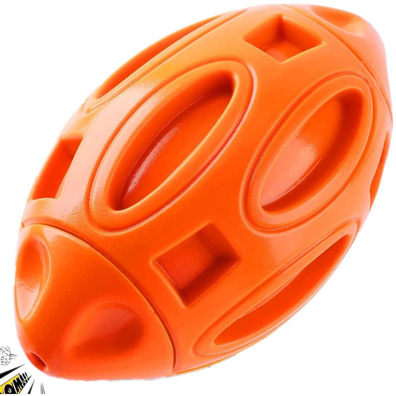 Dog Squeak Toys for Aggressive Chewers Durable Pet Rubber Football Toys-Orange