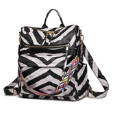 Fashion Backpack Multipurpose Print Leather Travel Shoulder Bag-Black Zebra