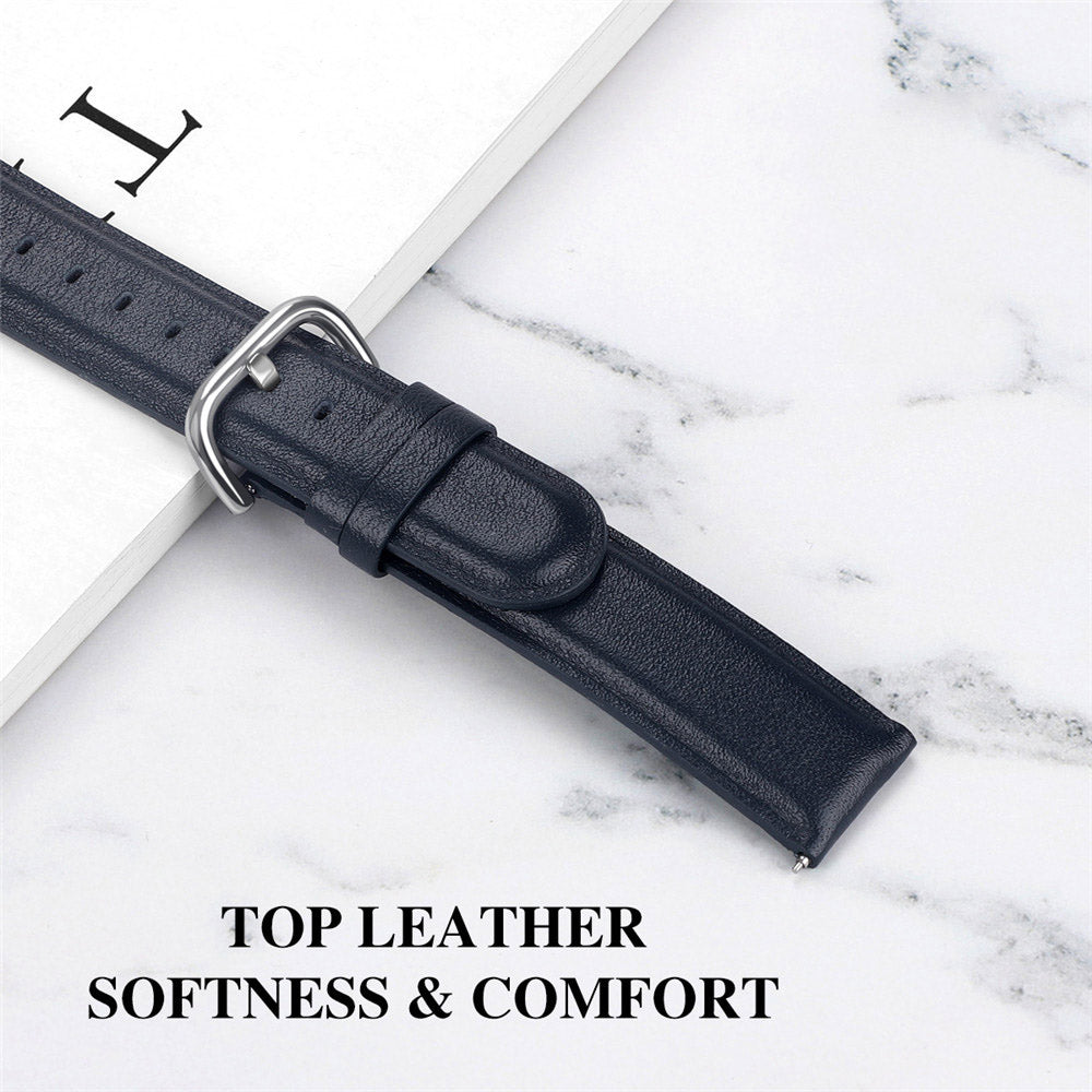 D Buckle Leather Watch Band For Samsung Galaxy Watch 42/46mm Gear S3 Frontier/Classic(Navy Blue)