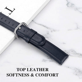 D Buckle Leather Watch Band For Samsung Galaxy Watch 42/46mm Gear S3 Frontier/Classic(Navy Blue)