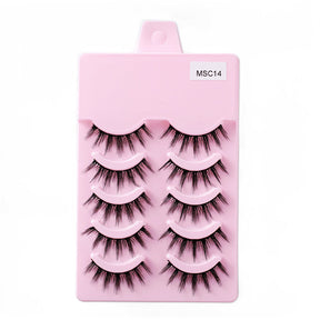 5 Pairs False Eyelashes Natural Curly 3D Lashes Set for Daily-msc14