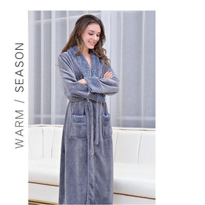 Warm Soft Plush Robe with Pockets for Unisex-Grey