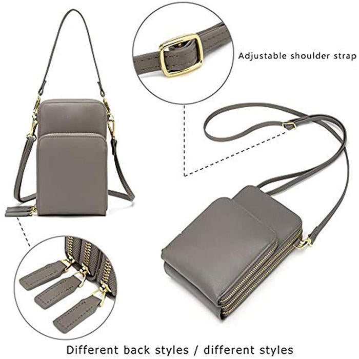 Crossbody Phone Bag for Women Small Shoulder Bag Cell Phone Wallet Purses and Handbags with 14 Credit Card Slots-Lightgrey