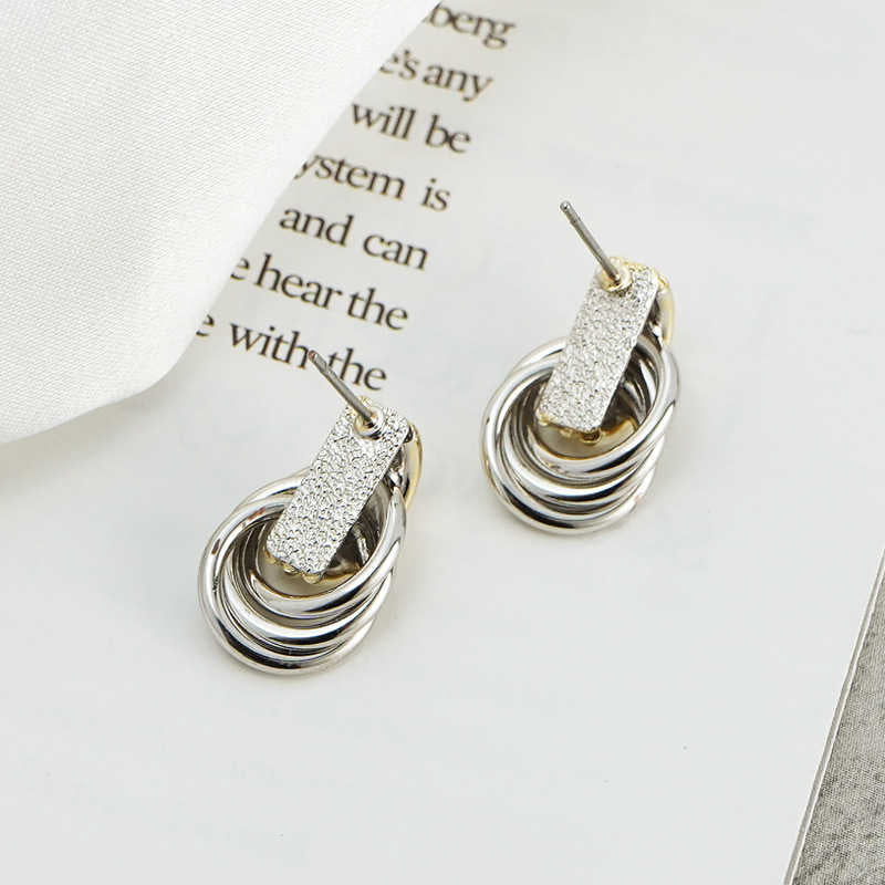 Two-tone Petite Earrings Circle Geometric Earrings