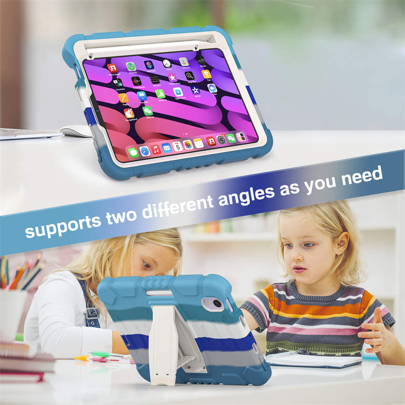 KingKong iPad Case For iPad Mini 6 Three-Layer With Holder-ColourfulBlue