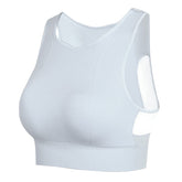 Longline Sports Bra with Removable Pads Racerback Tank Top-White