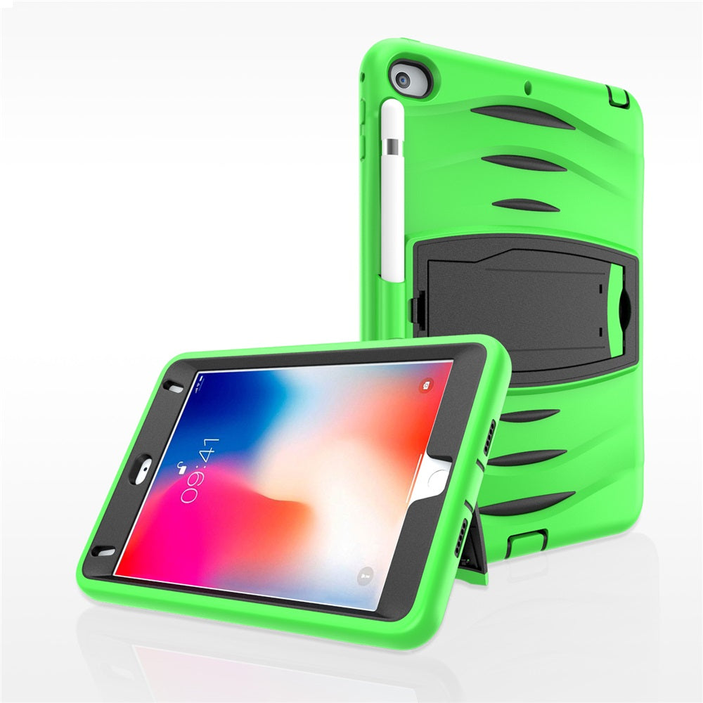 Shock Wave Design Kickstand Case Anti-Fall Protection With Pencil Holder For 7.9inch iPad Mini 4/5-Green