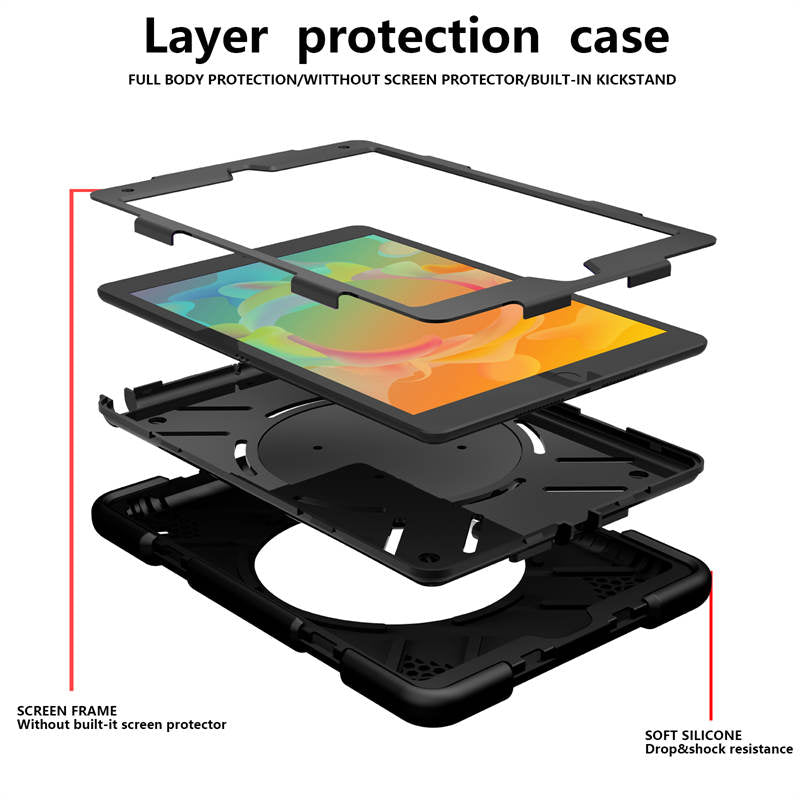 iPad Case For iPad 10.2 with 360¡ãSwivel Stand-Black