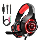 Gaming Headset with Noise Canceling Mic Deep Bass Stereo Sound for PS4 PS5 Switch PC-Red