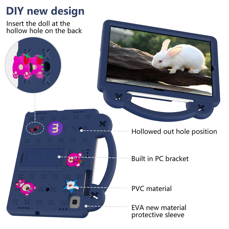 Strawberry Tablet Case with Holder Shoulder Strap for Samsung Galaxy Tab A7 10.4(2020)/TAB S6 lite 10.4(2020/2022/S6 10.5(2019)/S5E 10.5(2019)-Navy