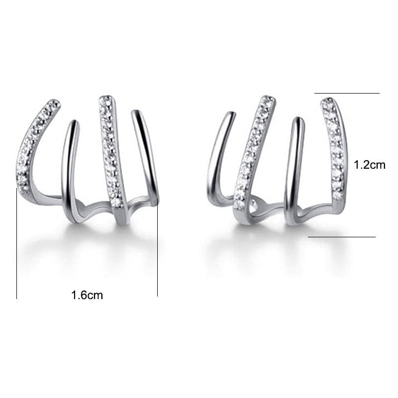 Minimalist Cuff Huggie Stud Earrings for Women Teen Girls-Silver
