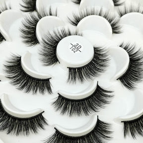 10 Pairs 3D False Eyelashes Reusable Wispy Cat Eye Natural Look Lashes-102