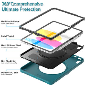 Tablet Case For iPad 10th Full Body Protection with 360¡ã Stand Portable-Blue1