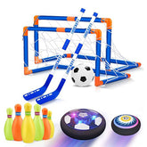 3-in-1 Hover Hockey Soccer Ball Bowling Kids Toys Set LED Light Air Soccer Sport Toys