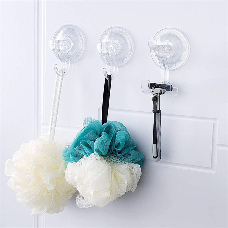 Bathroom Clear Suction Hooks Reusable Vacuum Suction Cup Hook Razor Holder Multi-Use for Home Two-Hooks