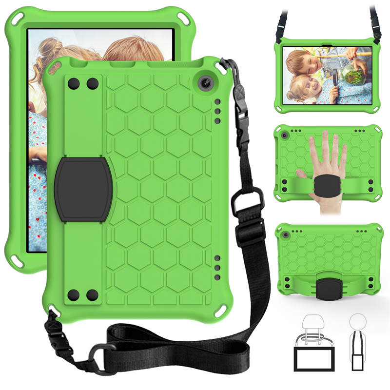 Hive Kindle Fire HD8/HD8 Plus (2020) Tablet Case Durable Stand Cover With Shoulder Strap-GreenBlack
