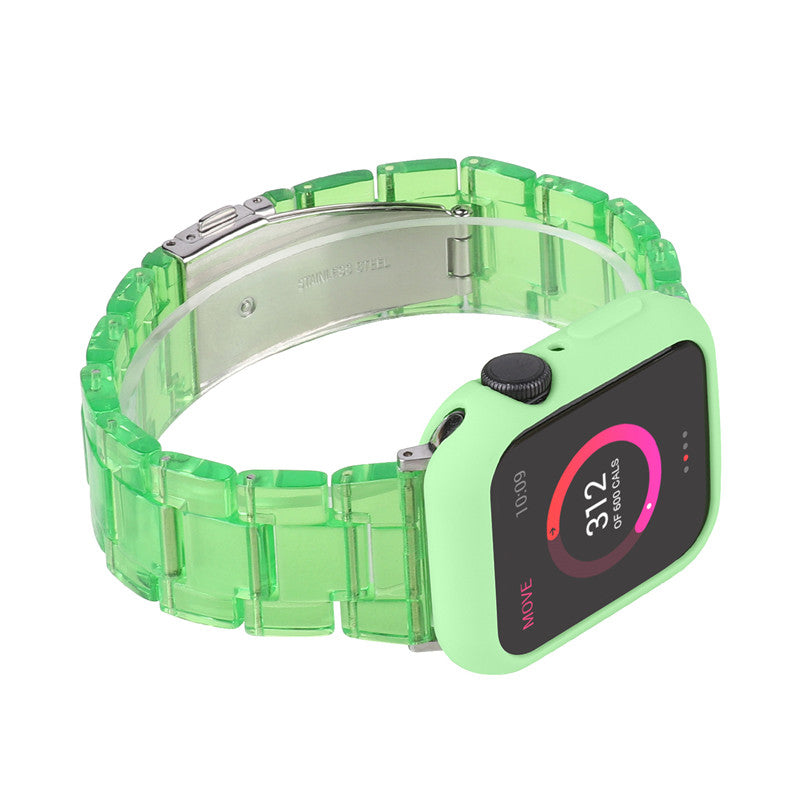 Fashion Resin Candy Watch Band + Watch Case For Apple Watch SE/6/5/4/3/2/1£¨Green+Green£©