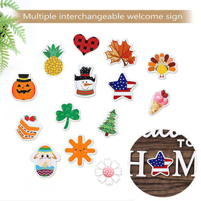 Welcome Sign Wreath Interchangeable Seasonal Holiday Home Decoration