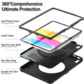Tablet Case For iPad 10th Full Body Protection with 360¡ã Stand Portable-Black