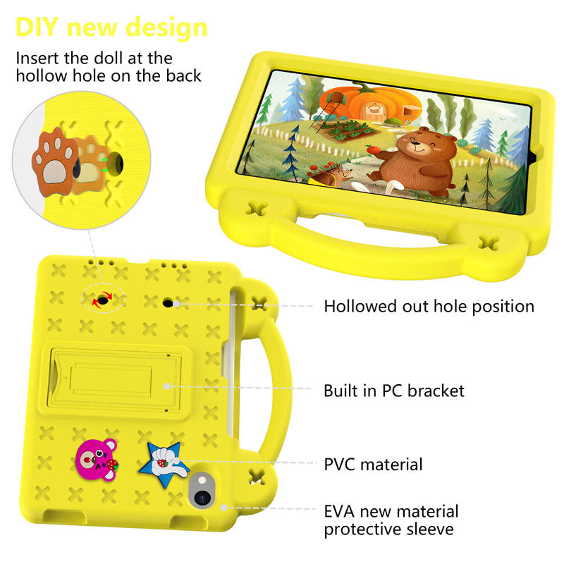 Strawberry iPad Mini 6 Case 8.3 Inch Shockproof Cover with Handle Band Shoulder Strap-Yellow