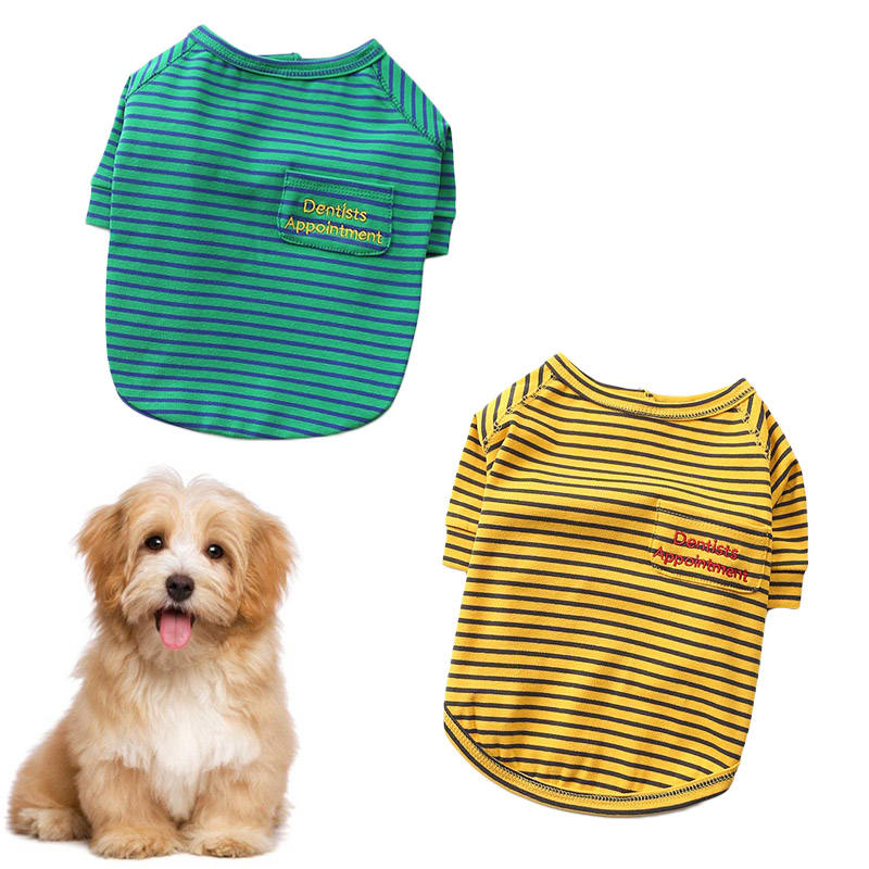 2 Pcs Pet Striped T-Shirt Soft Cool Summer Apparel for Small Dogs