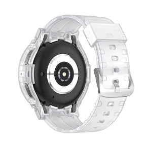TPU Rugged Watchbands with Protective Case for Samsung Galaxy Watch 5 Pro 45mm Watch 4-Clear
