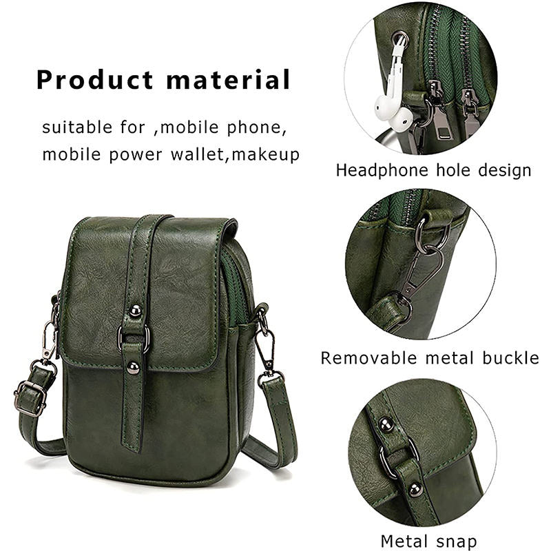 Women Vintage Crossbody Phone Bag Small Messenger Shoulder Bag-Green