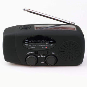 Weather Radio Hand Crank Self Powered Solar Emergency Radios With LED Flashlight-Black