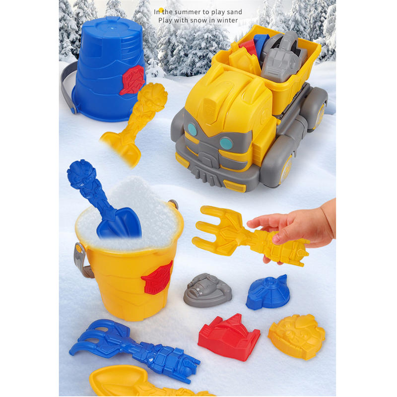 8 Pcs Kids Beach Toy Set with Large ATV Shovel for Beach Park-Blue