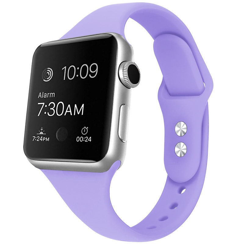 Slim Soft Silicone Replacement Watch Band Loop for iWatch Series SE 6 5 4 3 2 1-lilac