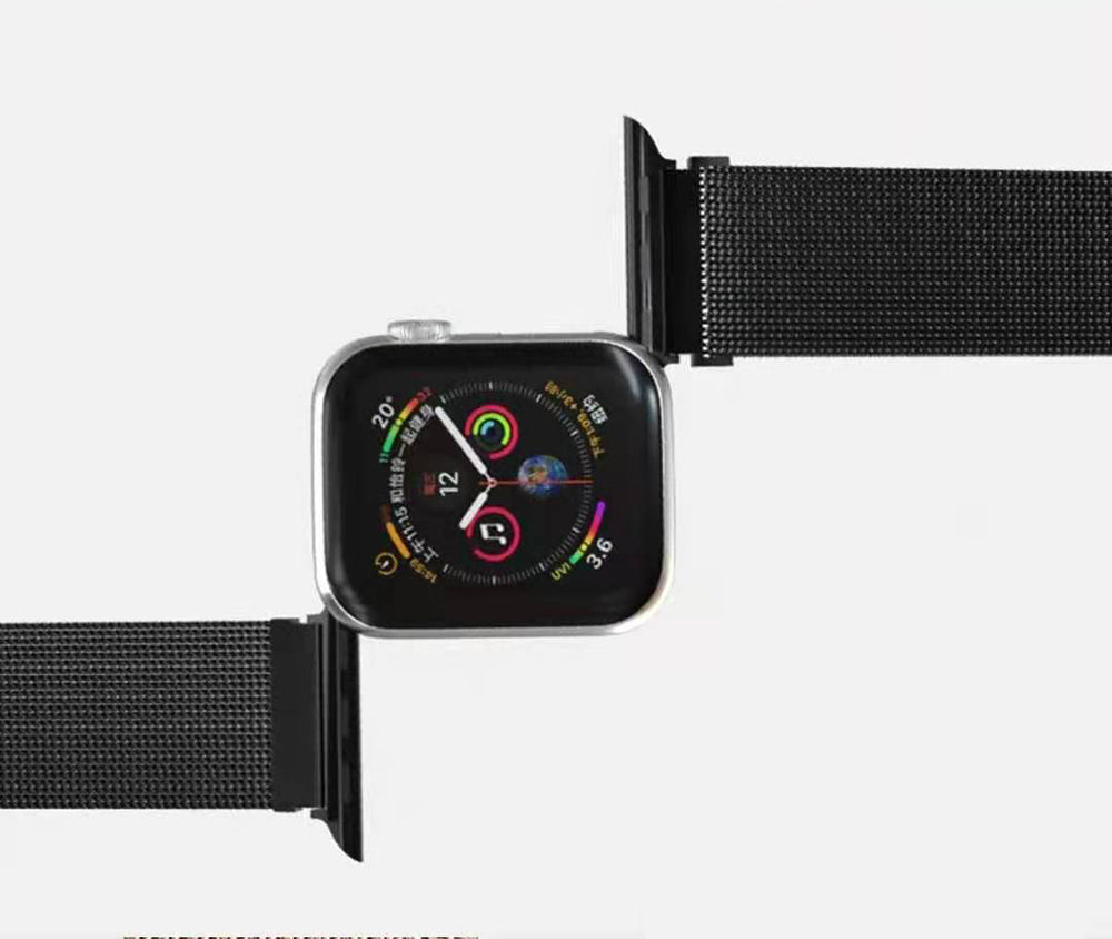 Metal Mesh Watch Watch Band With Steel Magnetic Absorption Loop For Apple Watch SE/6/5/4/3/2/1(Black)