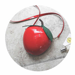 Fashion Apple Shape PU Handbag Cartoon Shoulder Bags Purse-Red