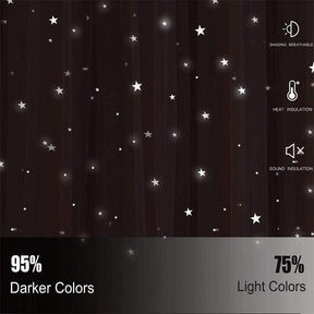 2 Panels Double Layer Stars Blackout Curtains for Bedroom Window-Beige