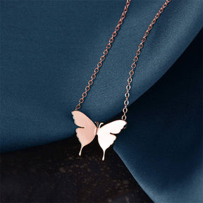 Dainty Butterfly Pendant Necklaces for Women-RoseGold