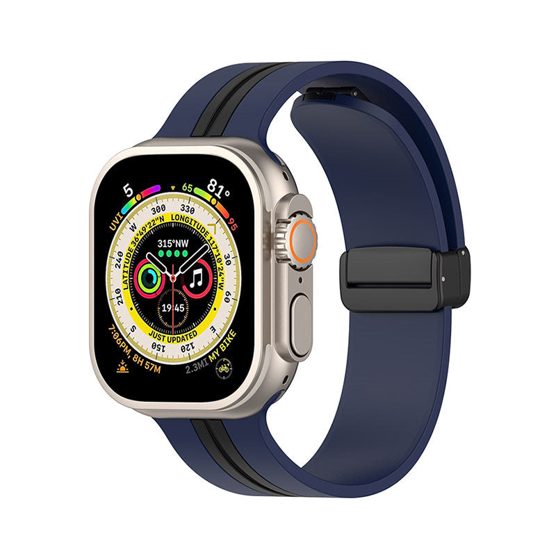 Silicone Bicolor Band with Magnetic Folding Buckle for Apple Watch-11