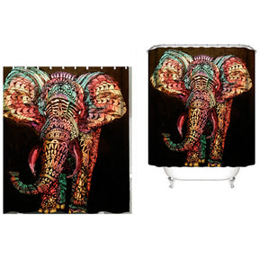 3D Printing Elephant Shower Curtain Bathroom Decor with 12 Hooks-2