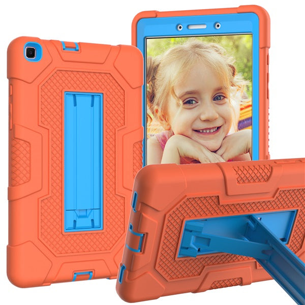 B3 Robot Tablet Case Silicone Shockproof Protective Stand Cover For Samsung Galaxy Tab A 8.0 T290/T295(2019)-Orange&Blue