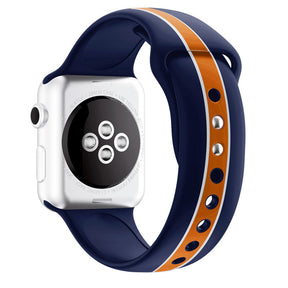 Soft Silicone Watch Bands Pattern Printed Band for iWatch Series6/5/4/3/2/1/SE-BlueOrange