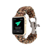 Nylon Rope Watch Band With Adjustable Size Outdoor Survival Stainless Steel Shackle For Apple Watch SE/6/5/4/3/2/1(Camo Brown)