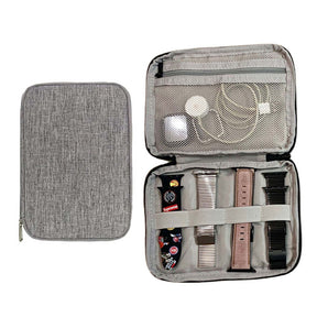 Watch Bands Storage Bag 6-11 Watch Strap Organizer Waterproof Travel Wirstband Pouch for iWatch Bands and Accessories-Grey