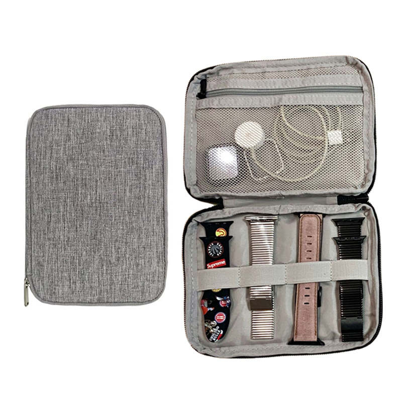 Watch Bands Storage Bag 6-11 Watch Strap Organizer Waterproof Travel Wirstband Pouch for iWatch Bands and Accessories-Grey