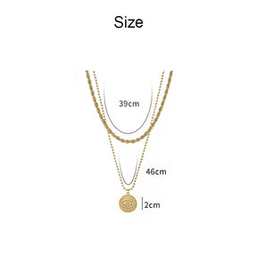 Gold Layered Necklace Thick Chain Personalized Cuban Coin Pendant For Women Girls-N21020