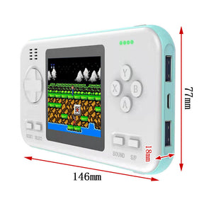 2 in 1 Handheld Game Console 8000mAh Power Bank with 416 Classic FC Games-White Blue