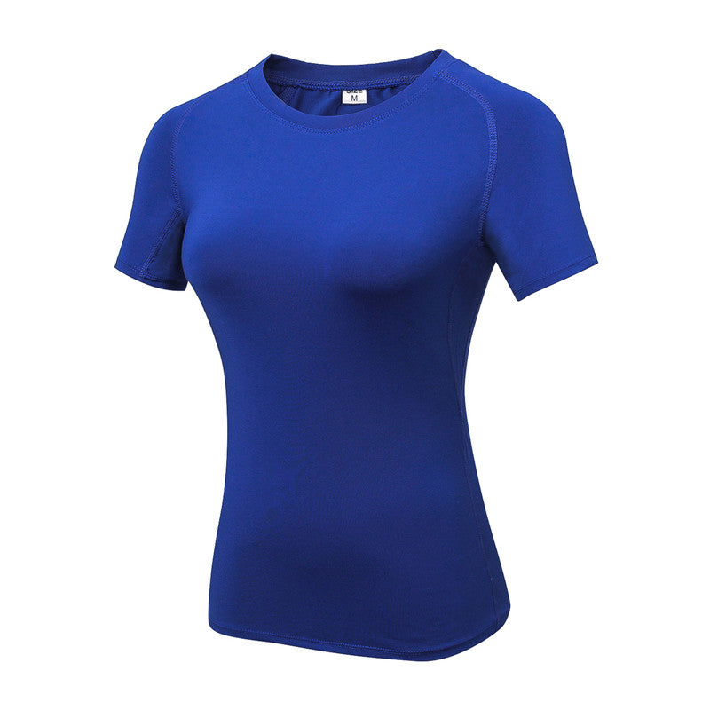 Adore Women Pro Short Sleeve T-Shirt Tight Elasticity Perspiration Quick Drying Yoga Tops For Training Running Fitness 2013-Blue