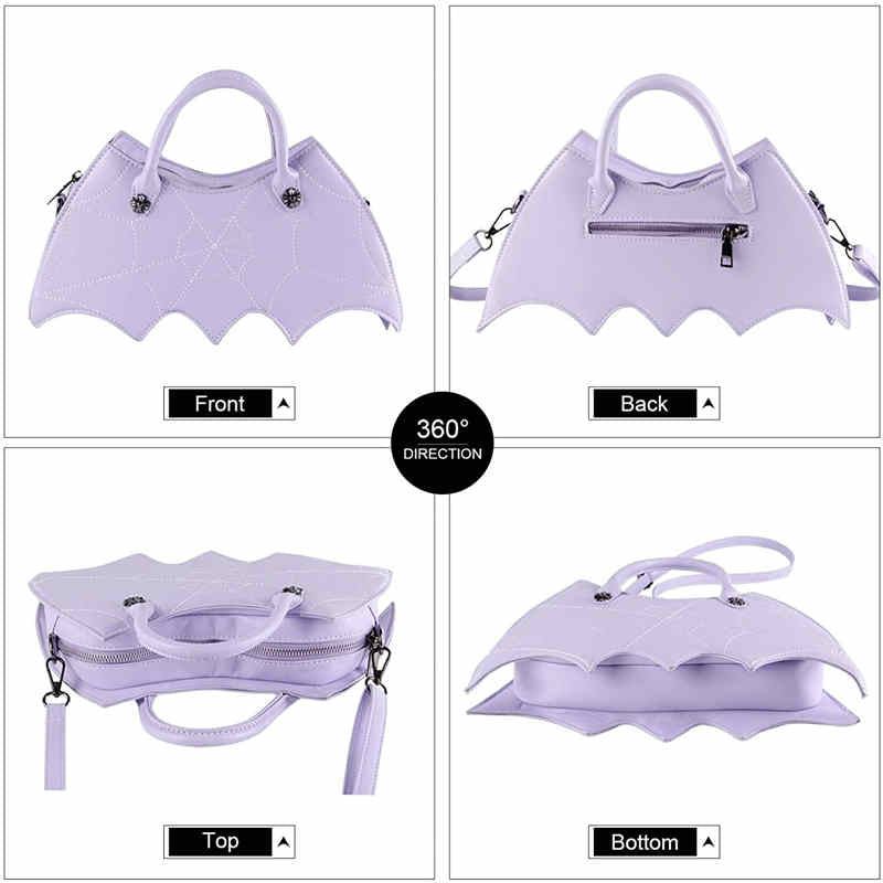 Women Novelty Bat Shoulder Bag Fashion Halloween Handbags-Purple